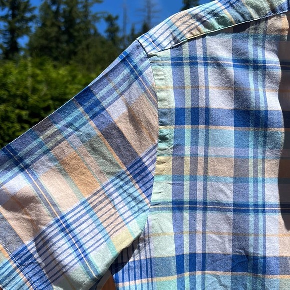 Brooks Brothers Mens button down shirt plaid checkered blue size S short sleeves - Picture 3 of 14